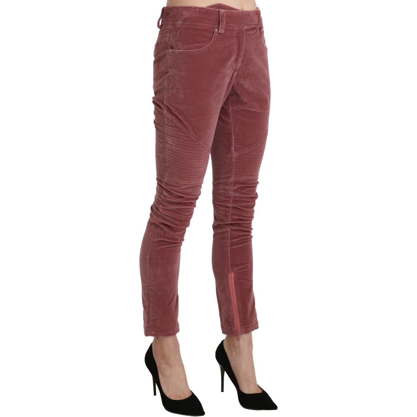 Ermanno Scervino Red Mid Waist Skinny Cotton Pants