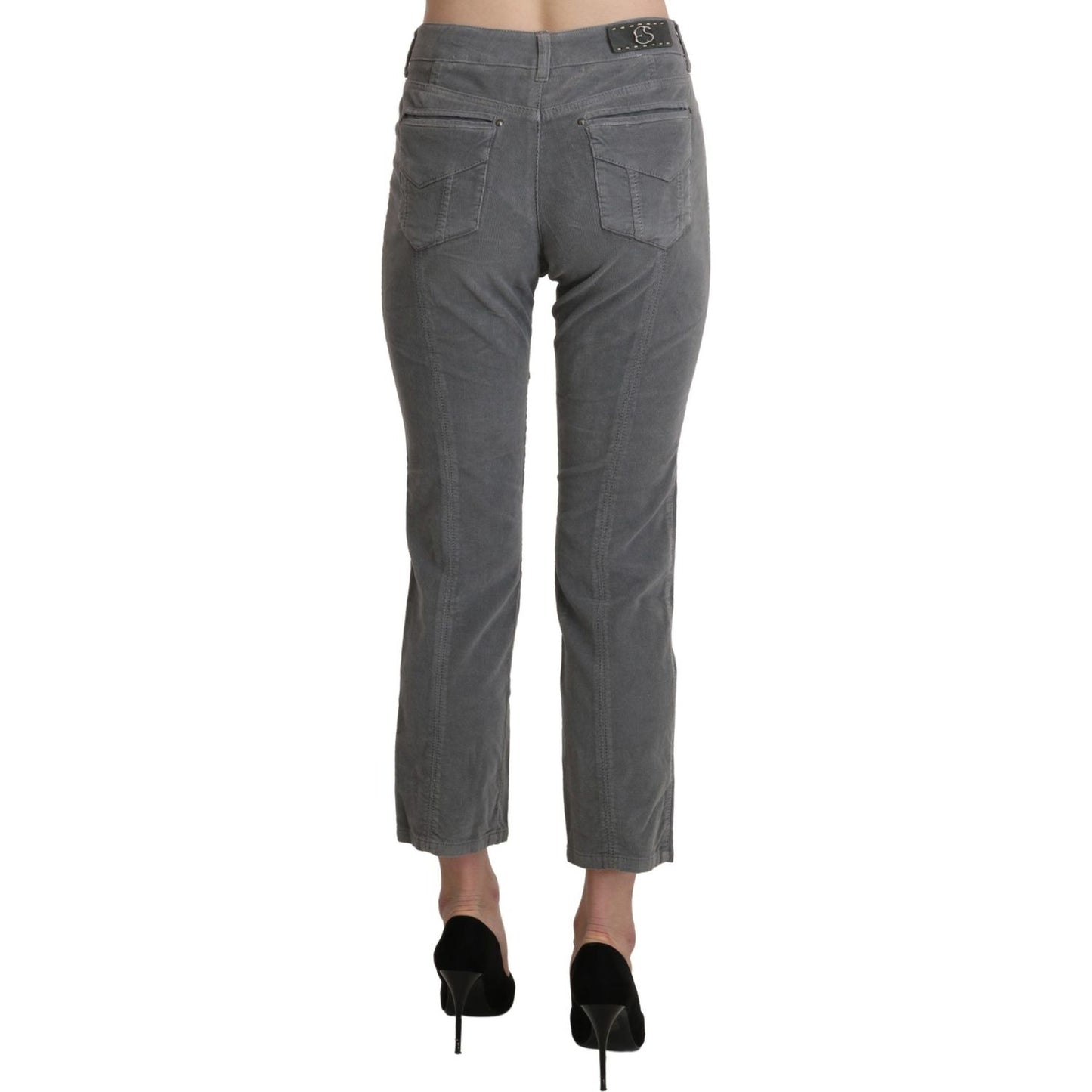 Ermanno Scervino Gray Cropped Cotton Stretch Trouser Pants