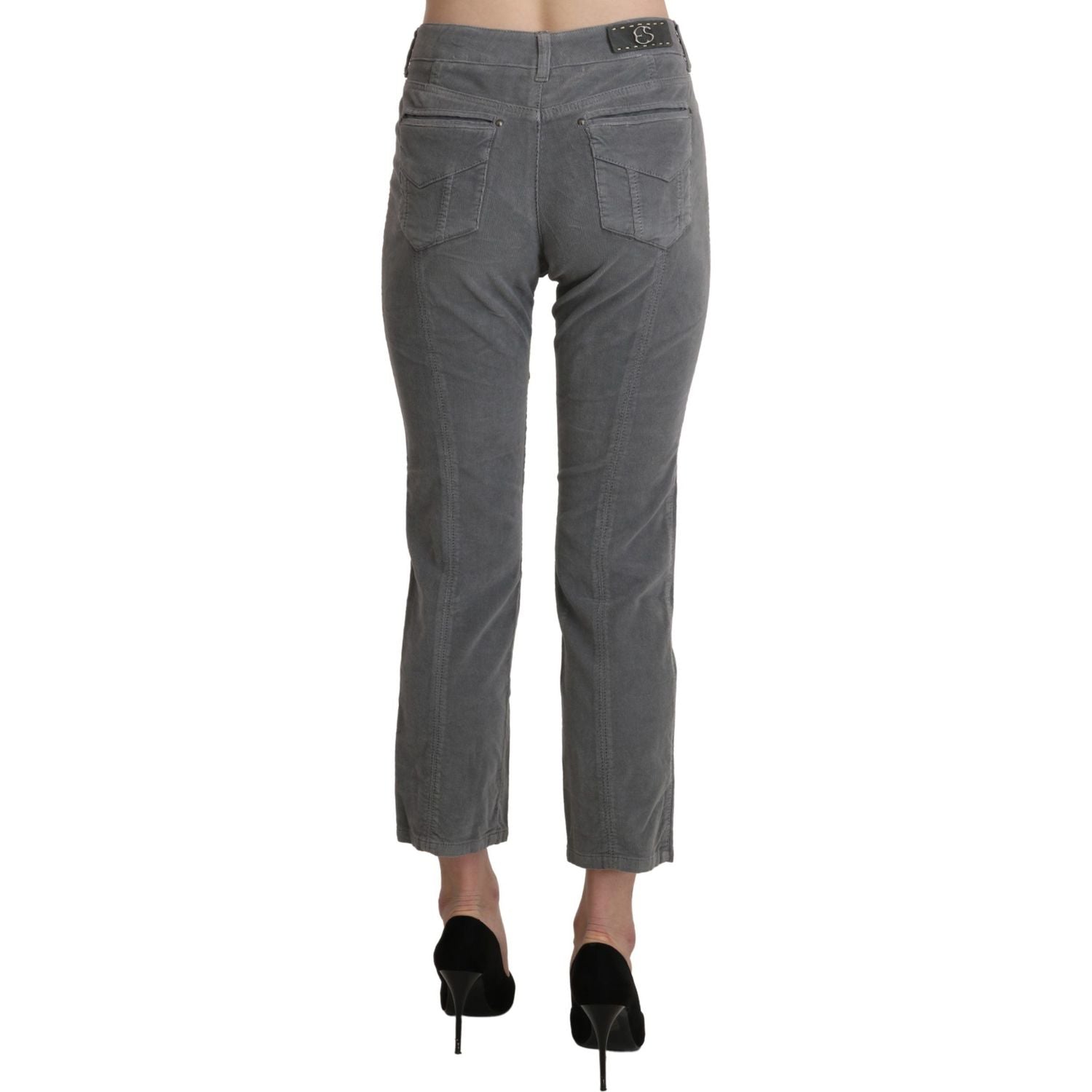Ermanno Scervino Gray Cropped Cotton Stretch Trouser Pants