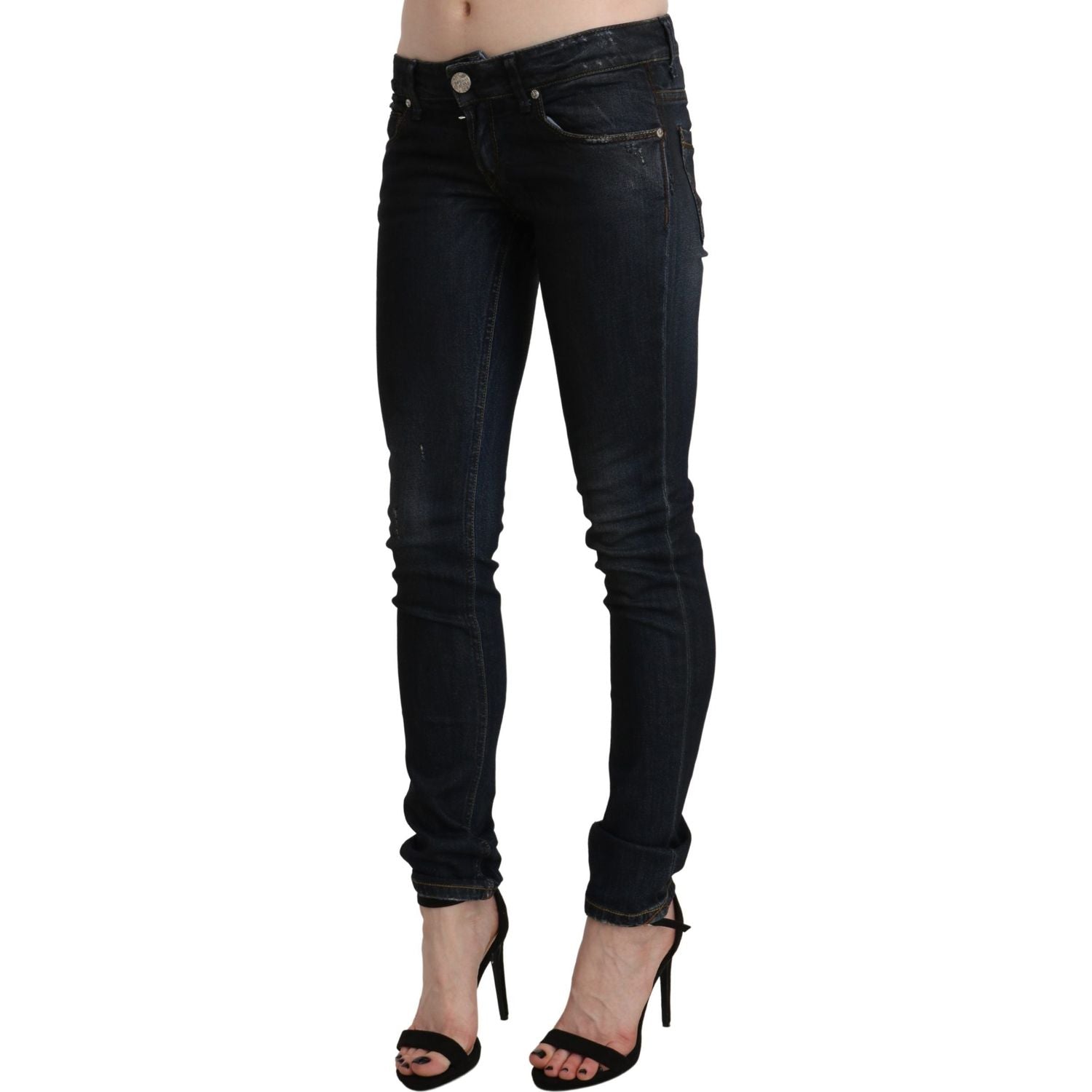Acht Black Washed Low Waist Skinny Denim Jeans