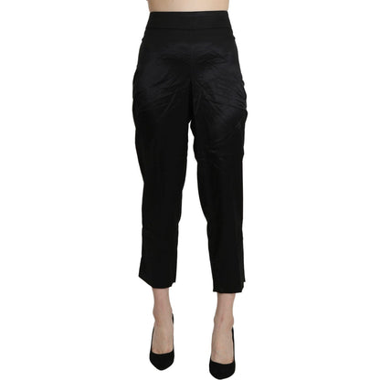 BENCIVENGA Black High Waist Straight Cropped Dress Trouser Pants Jeans & Pants