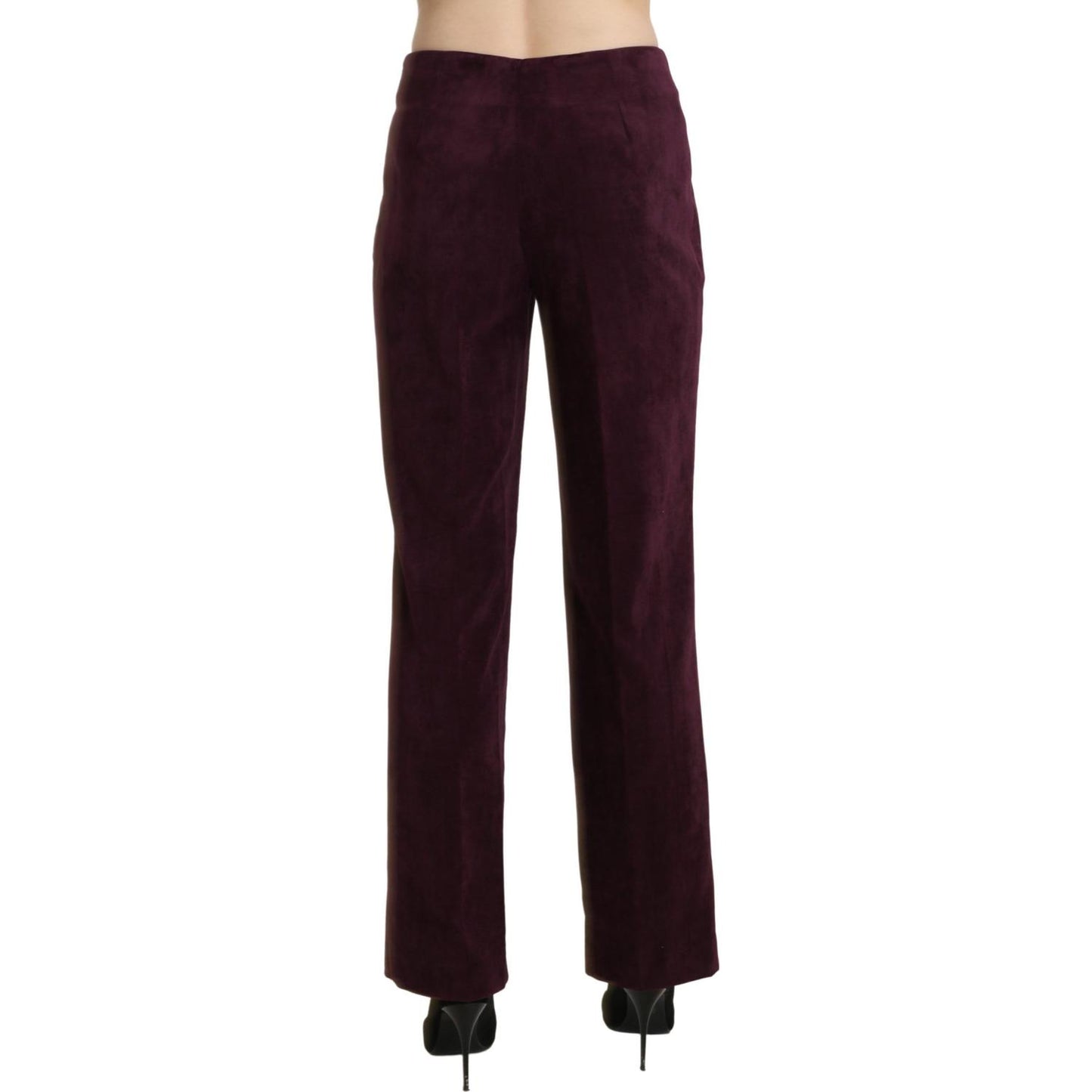 BENCIVENGA Purple Suede High Waist Straight Trouser Pants