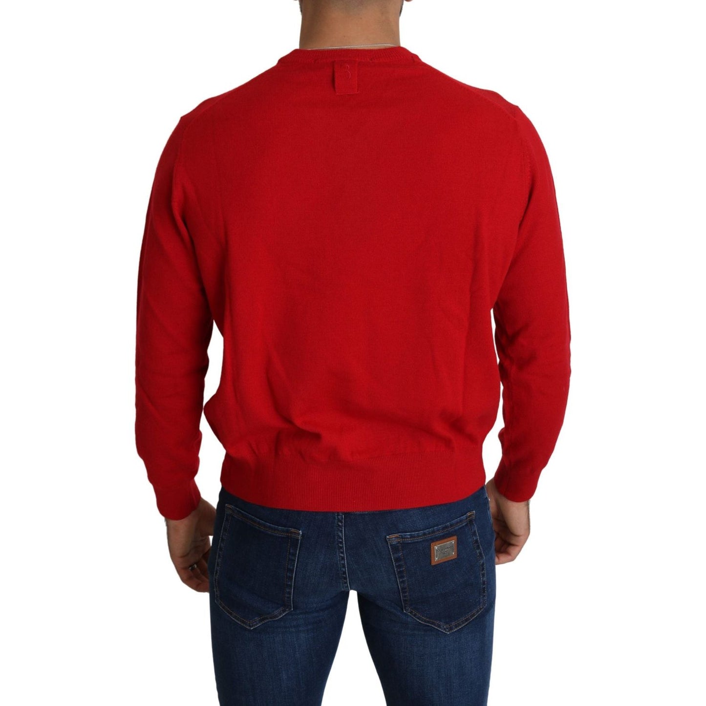 Billionaire Italian Couture Red V-neck Wool Sweatshirt Pullover Sweater