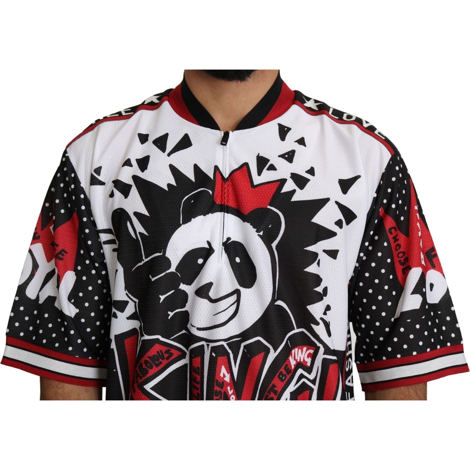Dolce & Gabbana White King Panda Top Polyester Mens T-shirt