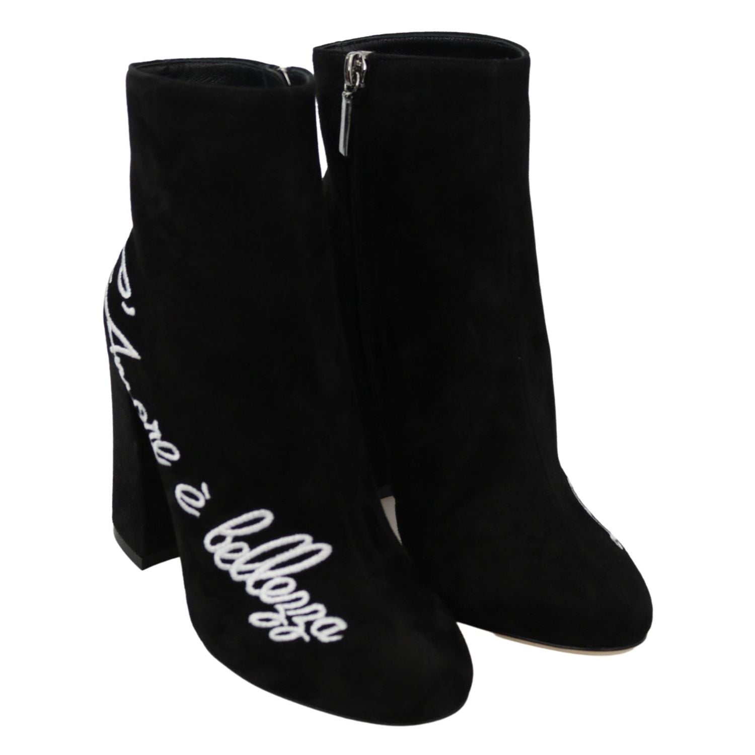 Dolce & Gabbana Black Suede L'Amore E'Bellezza Boots Shoes