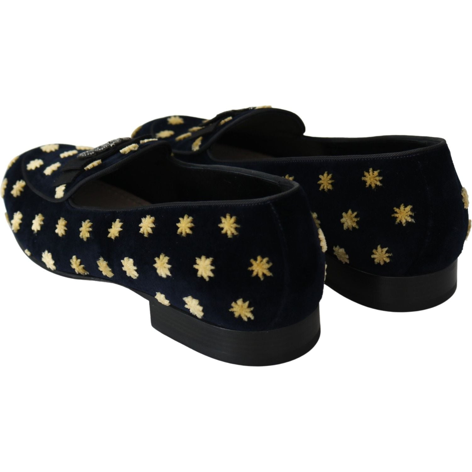 Dolce & Gabbana Blue Velvet Crown Slippers Loafers Shoes