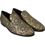 Dolce & Gabbana Gold Jacquard Flats Mens Loafers Shoes MV3488-39