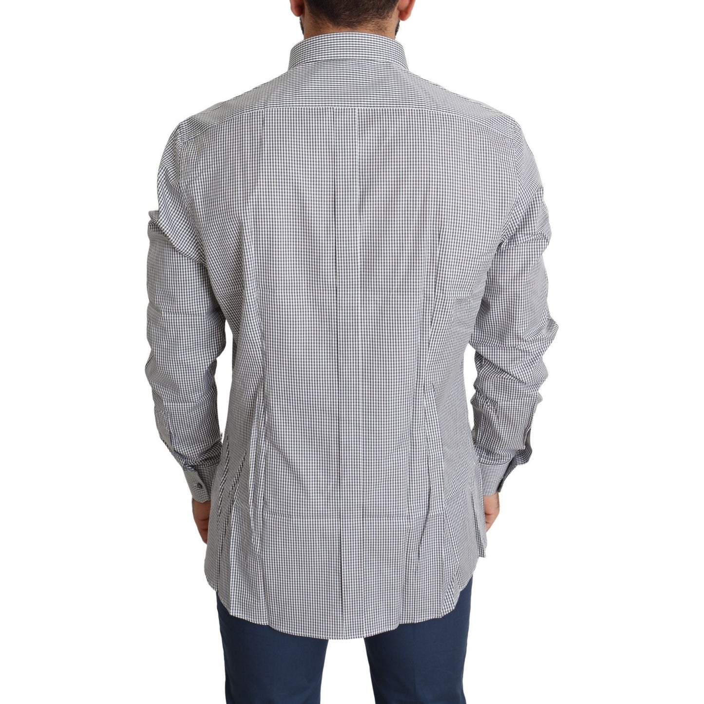 Dolce & Gabbana Black White Checkered GOLD Dress Cotton Shirt