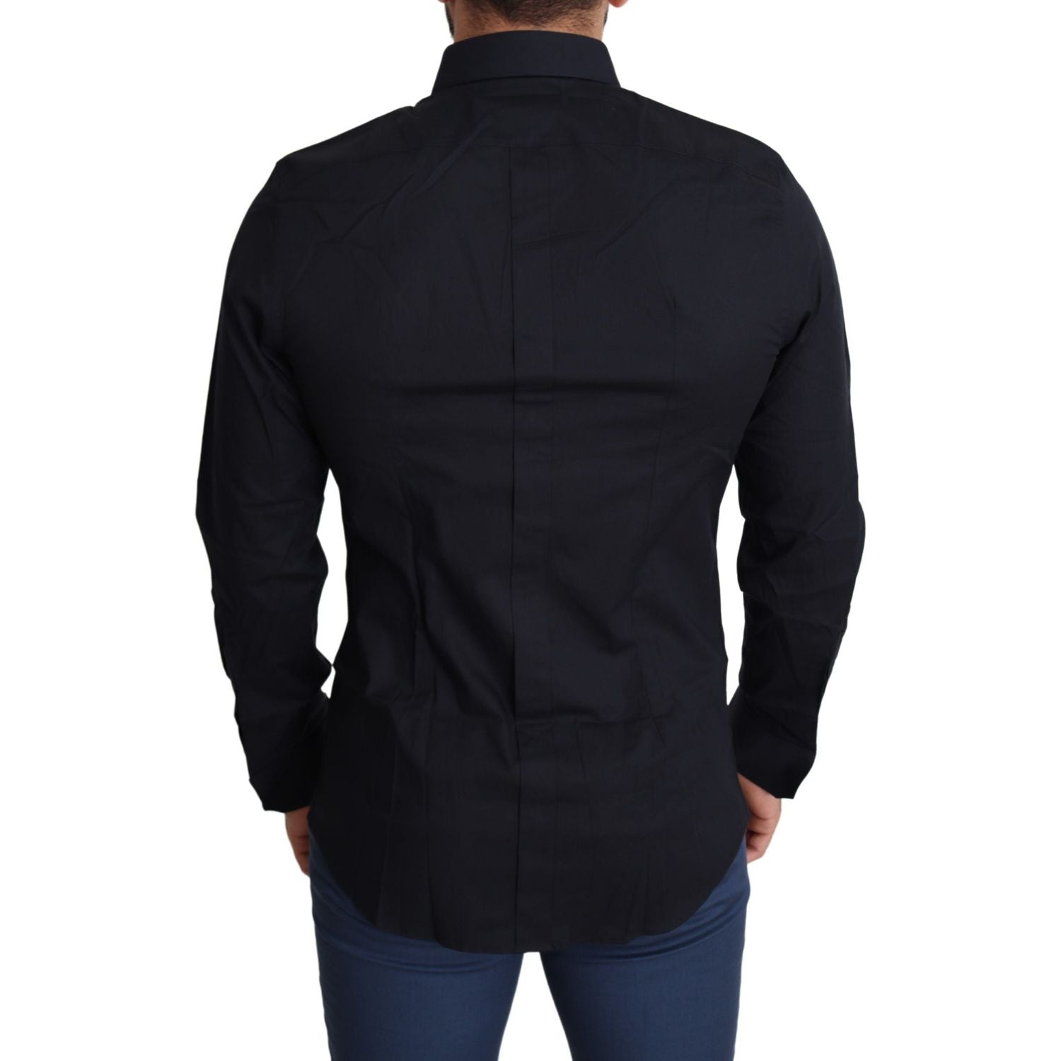 Dolce & Gabbana Blue Cotton Formal GOLD Dress Shirt