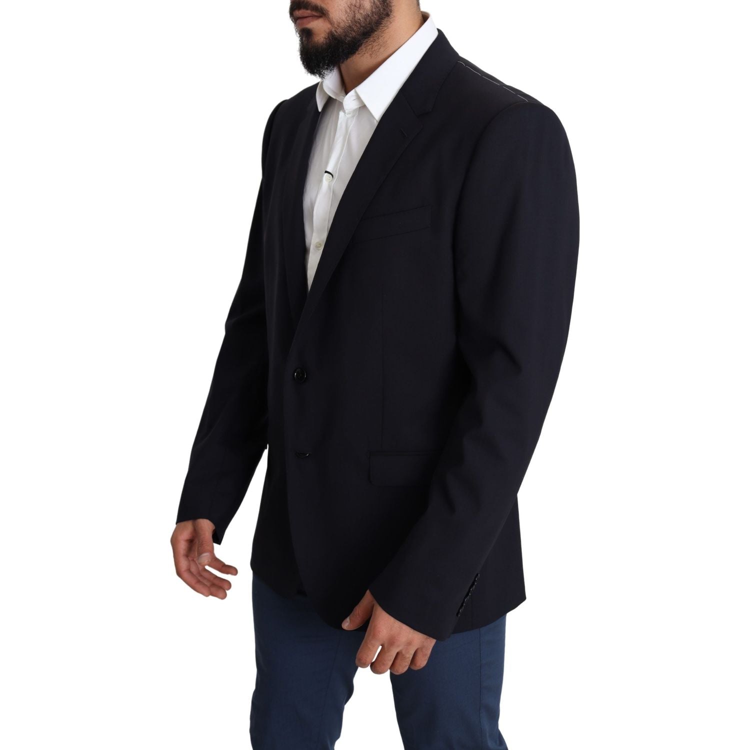 Dolce & Gabbana Black Wool Stretch Men Coat MARTINI Blazer