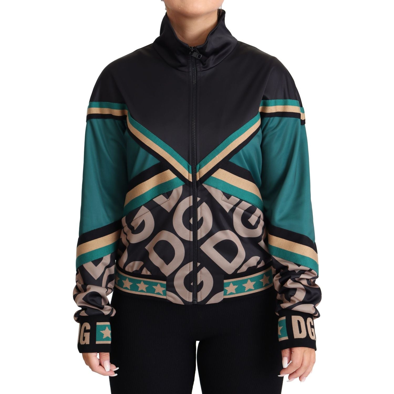 Dolce & Gabbana Multicolor DG Logo Mania Track Bomber Jacket