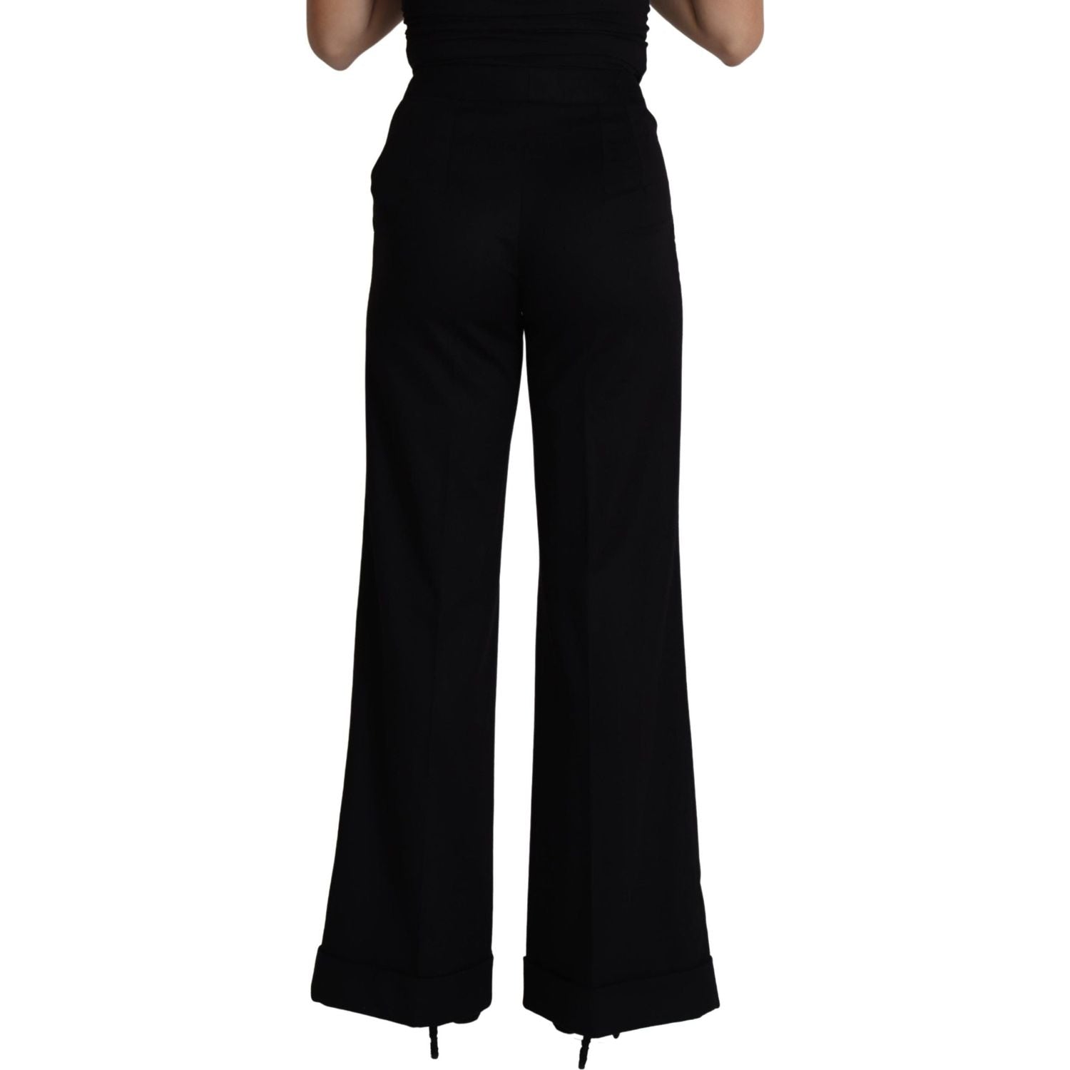 Dolce & Gabbana Black Cashmere Wide Leg Women Trouser Pants