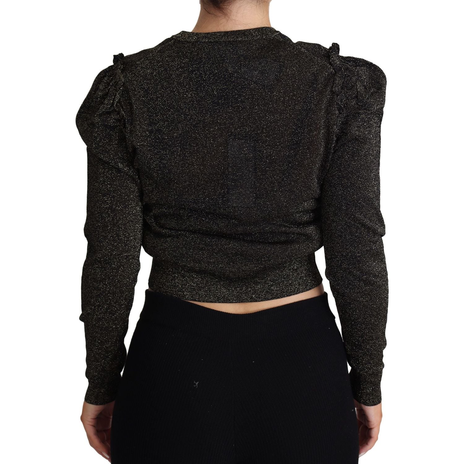 Dolce & Gabbana Black Gold Cropped Women Pullover Sweater