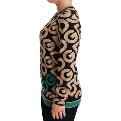 Dolce & Gabbana Multicolor DG Mania Wool Crewneck Pullover Sweater