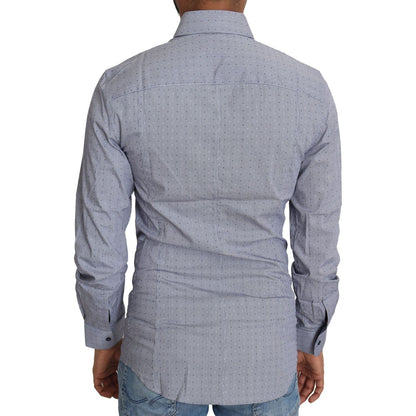 Dolce & Gabbana Gray Dotted Semi Fitted Formal SICILIA Shirt