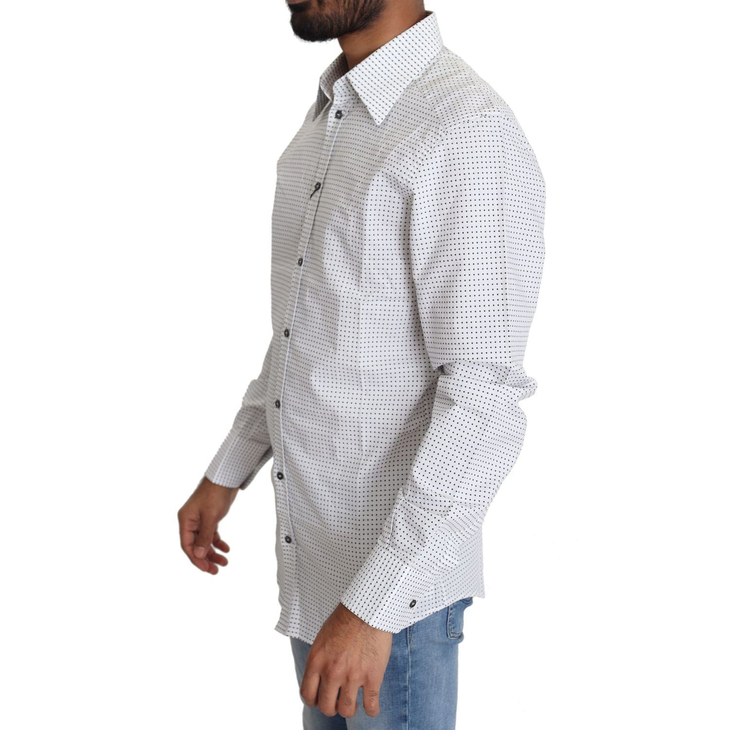 Dolce & Gabbana Black White Polka Dots Dress Shirt Dolce & Gabbana