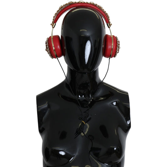 Dolce & Gabbana FRENDS Leather Red Floral Crystal Headset Headphones SMY100162