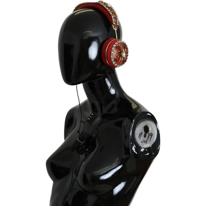 Dolce & Gabbana FRENDS Leather Red Floral Crystal Headset Headphones