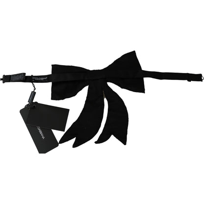 Dolce & Gabbana Silver Tone 100% Silk Crystal Embellished Women Bowtie Bow Tie