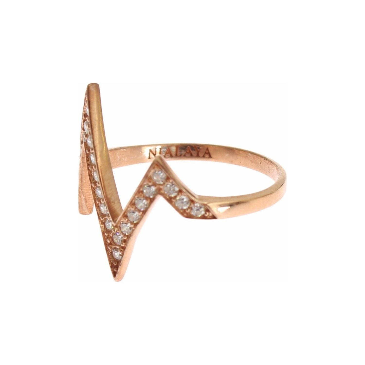 Nialaya Pink Gold 925 Silver Womens Clear Ring
