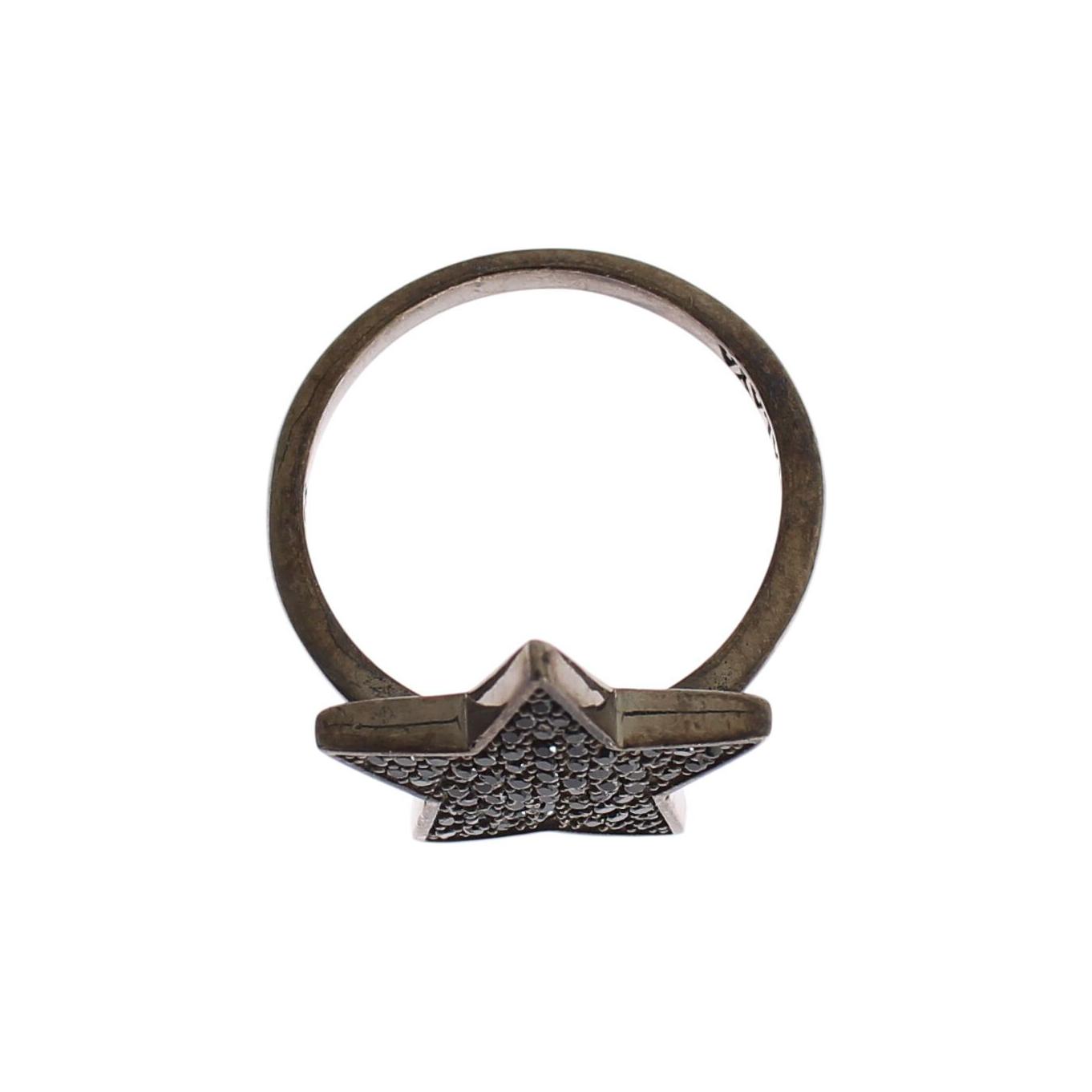 Nialaya Black CZ Star 925 Silver Womens Ring Ring