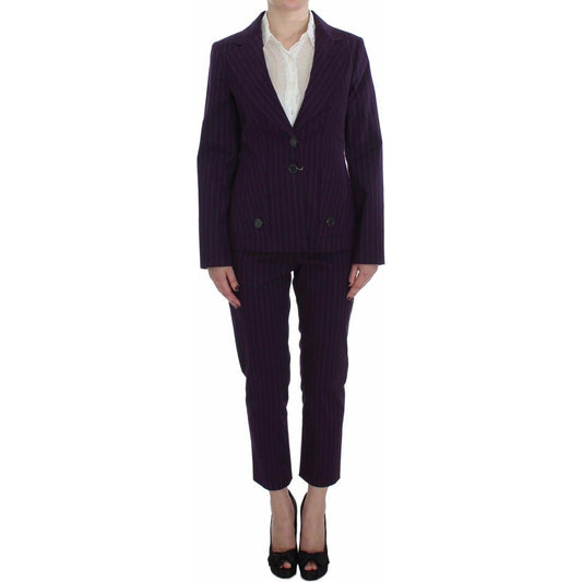 BENCIVENGA Purple Striped Stretch Coat Blazer Pants Suit SIG30887-48