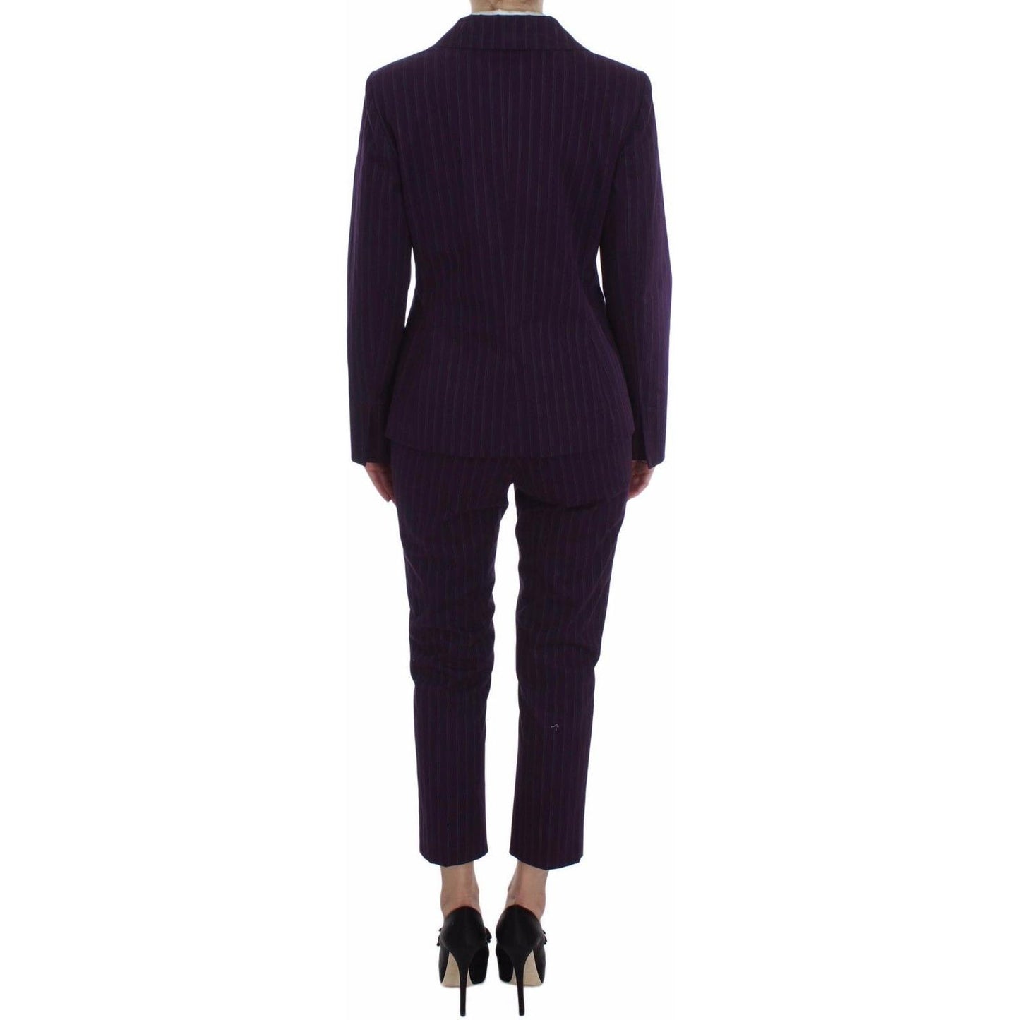 BENCIVENGA Purple Striped Stretch Coat Blazer Pants Suit