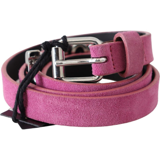Just Cavalli Pink Silver Chrome Metal Buckle Waist Belt BEL8010-90
