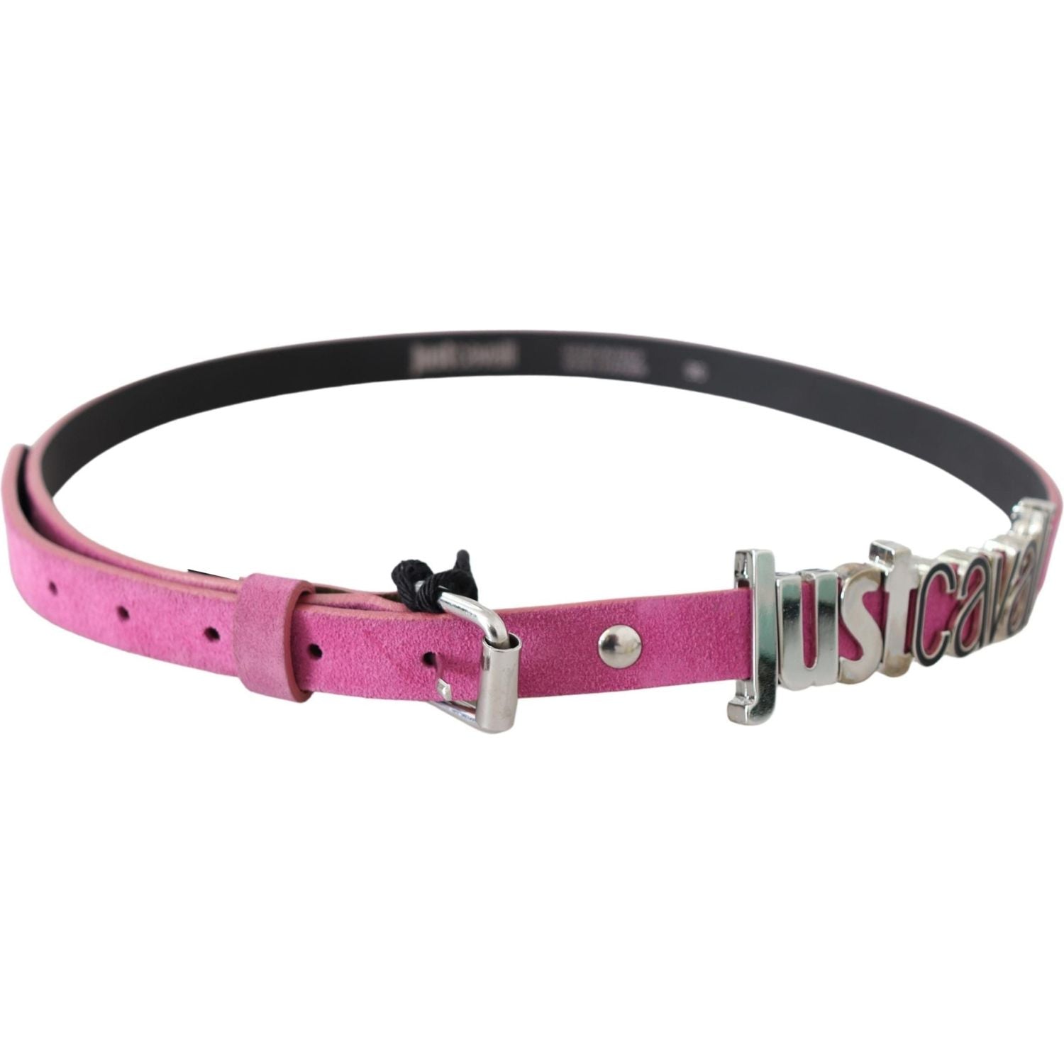 Just Cavalli Pink Silver Chrome Metal Buckle Waist Belt