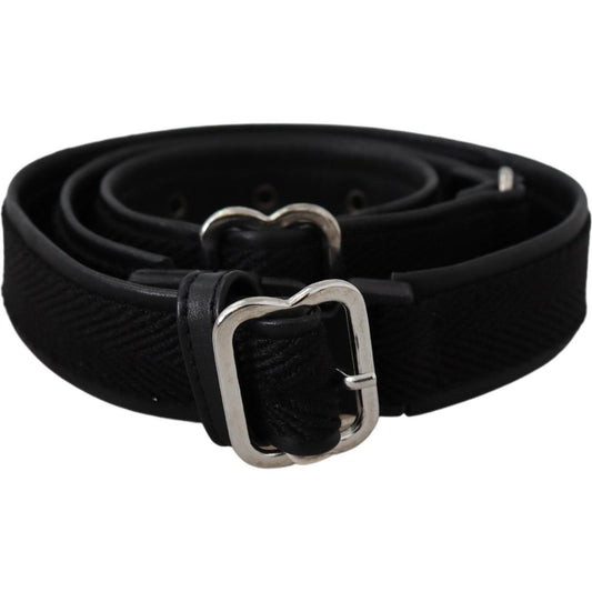 GF Ferre Black Leather Silver Chrome Metal Buckle Belt Belt