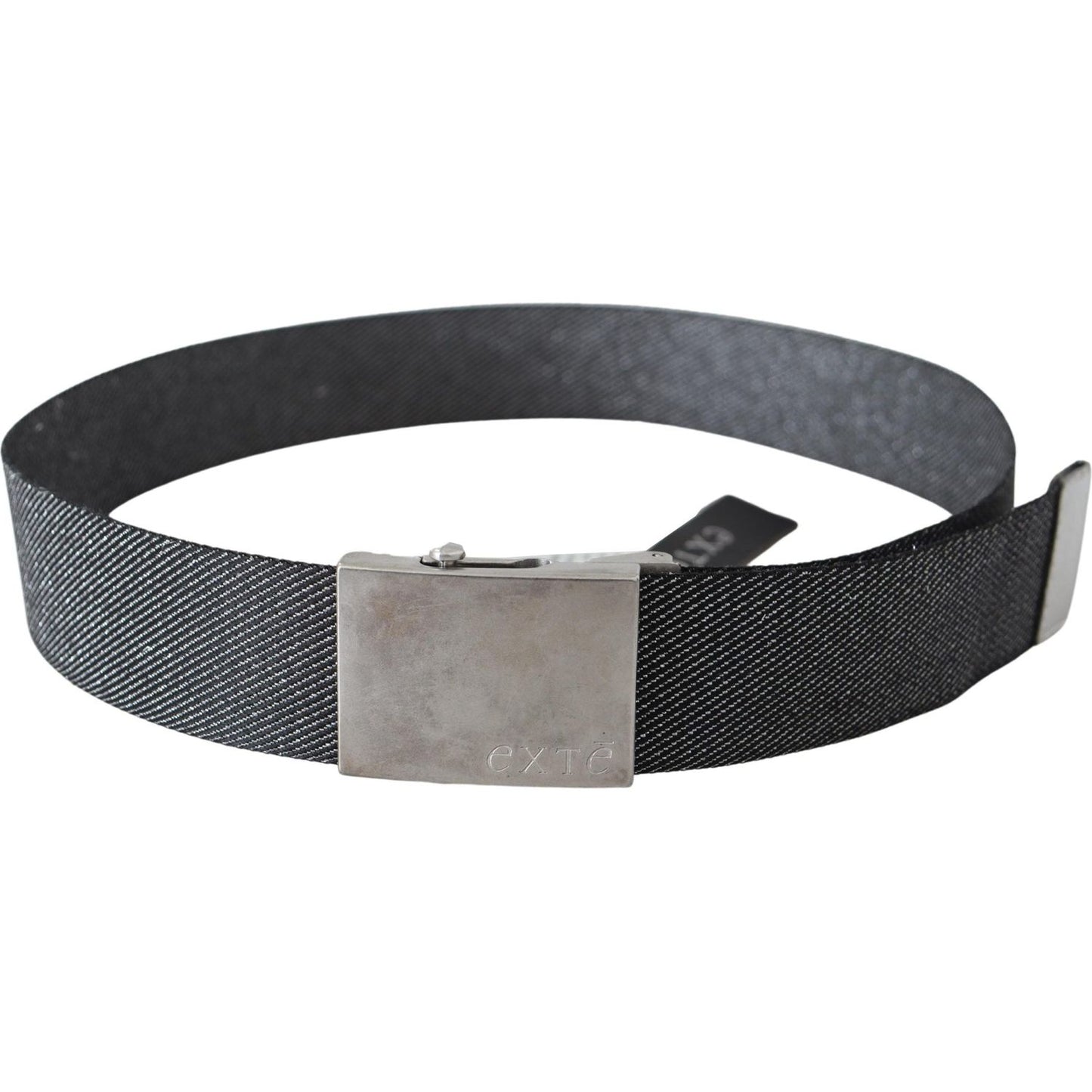 Exte Black Silver Metal Brushed Buckle Waist Belt Belt
