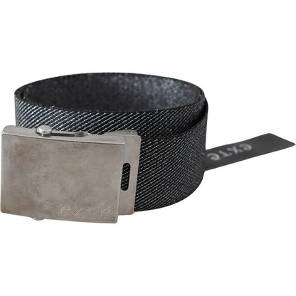 Exte Black Silver Metal Brushed Buckle Waist Belt Belt