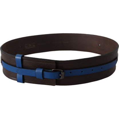Costume National Brown Thin Blue Line Leather Buckle Belt Belt