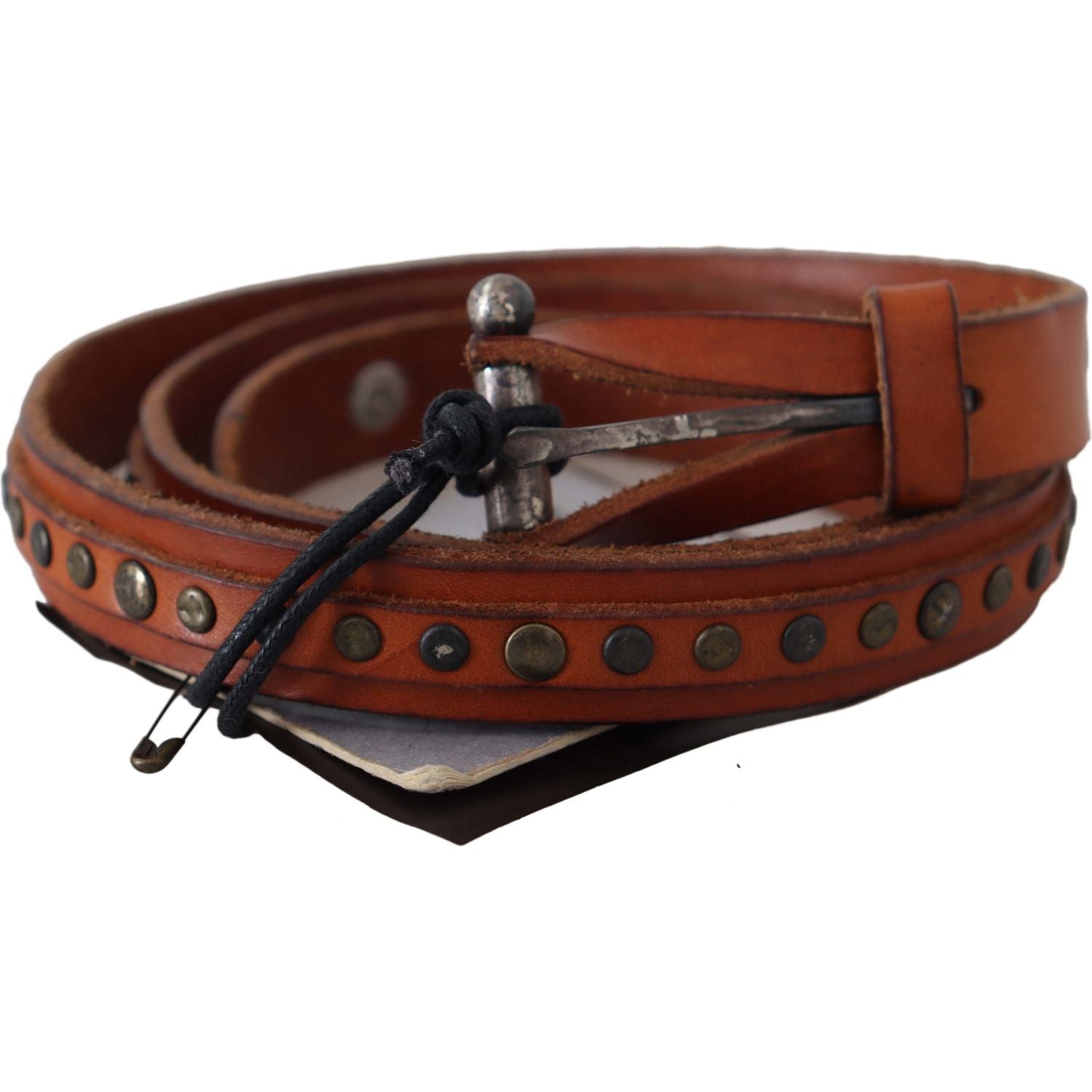 Scervino Street Brown Genuine Leather Rustic Silver Buckle Belt