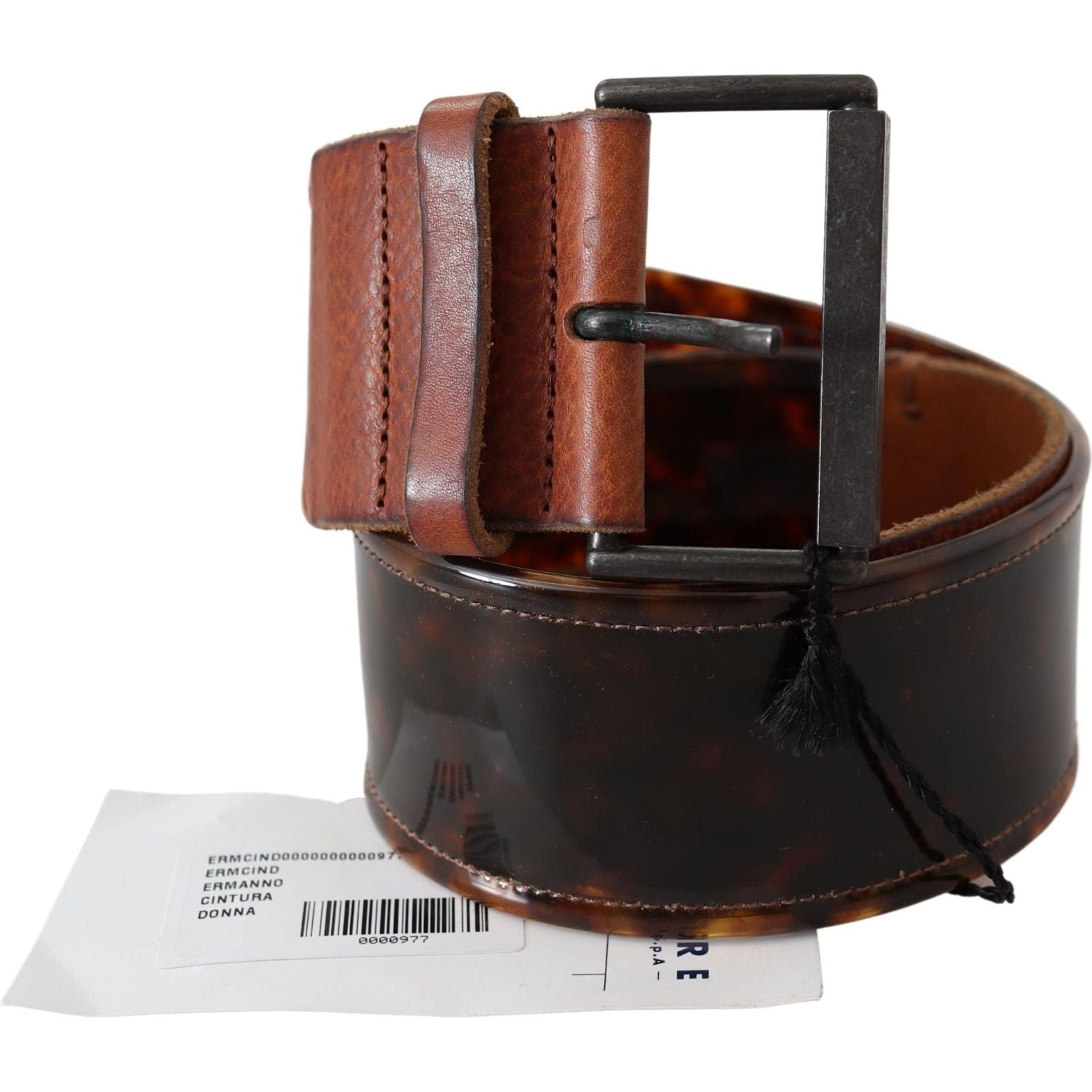 Ermanno Scervino Dark Brown Leather Wide Buckle Belt