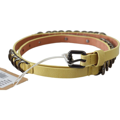 John Galliano Yellow Leather Luxury Slim Buckle Fancy Belt Belt