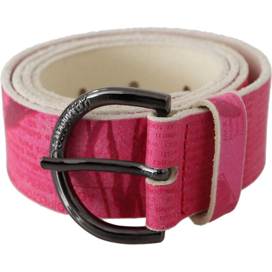 John Galliano Pink Leather Letter Logo Design Round Buckle Belt BEL8159-100