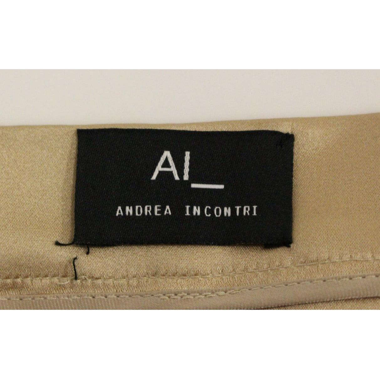 Andrea Incontri Brown Silk Solid Mini Pleated Skirt GSS10715-3