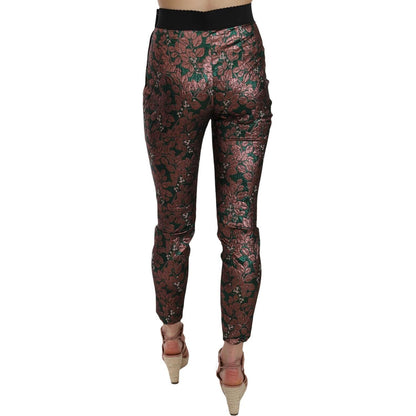 Dolce & Gabbana Multicolor Iridescent Brocade Jacquard Trousers Crop Pants