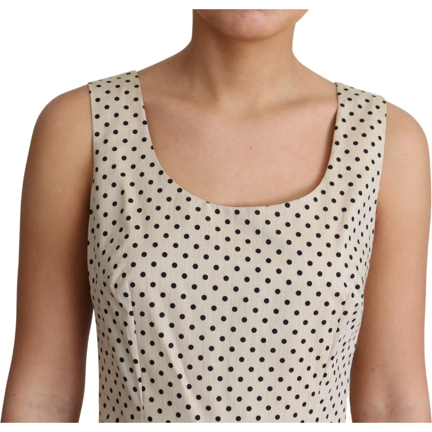 Dolce & Gabbana Beige Polka Dotted Cotton A-Line Dress