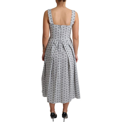 Dolce & Gabbana Blue White Floral Cotton A-Line Dress