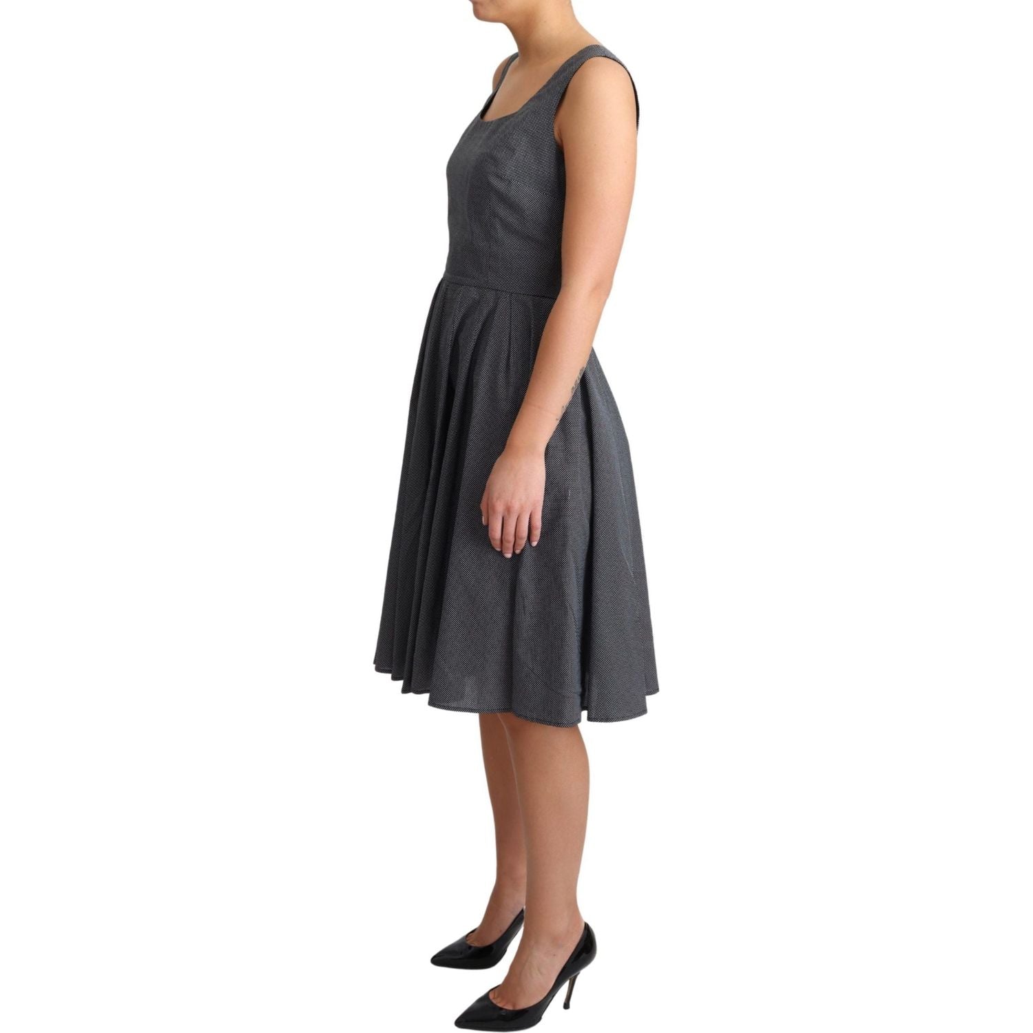 Dolce & Gabbana Black Polka Dotted Cotton A-Line Dress