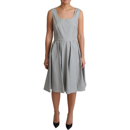Dolce & Gabbana Gray Polka Dotted Cotton A-Line Dress
