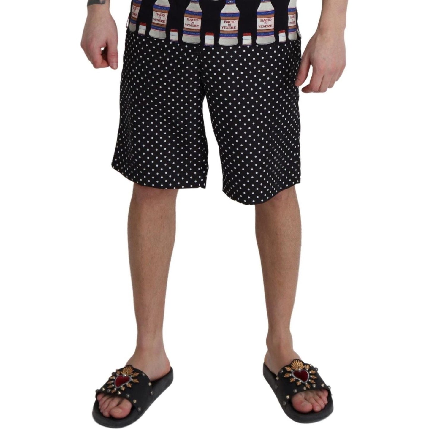 Dolce & Gabbana Black Polka Dots Beachwear Shorts Swimwear Dolce & Gabbana