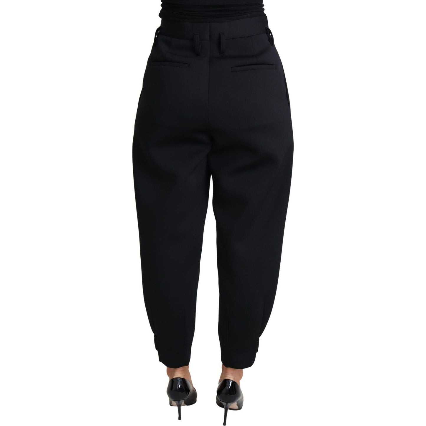Dolce & Gabbana Black Cropped Dress High Waist Polyester Pants