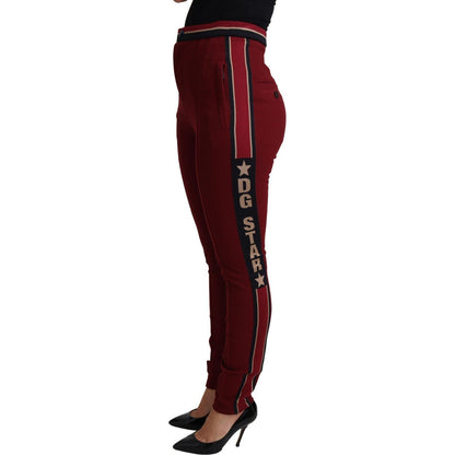 Dolce & Gabbana Red DG Star Striped Skinny Cotton Pant