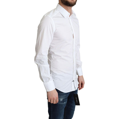 Dolce & Gabbana White Cotton Long Sleeves Men Formal Shirt Dolce & Gabbana