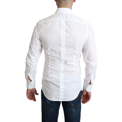 Dolce & Gabbana White Cotton Long Sleeves Men Formal Shirt Dolce & Gabbana