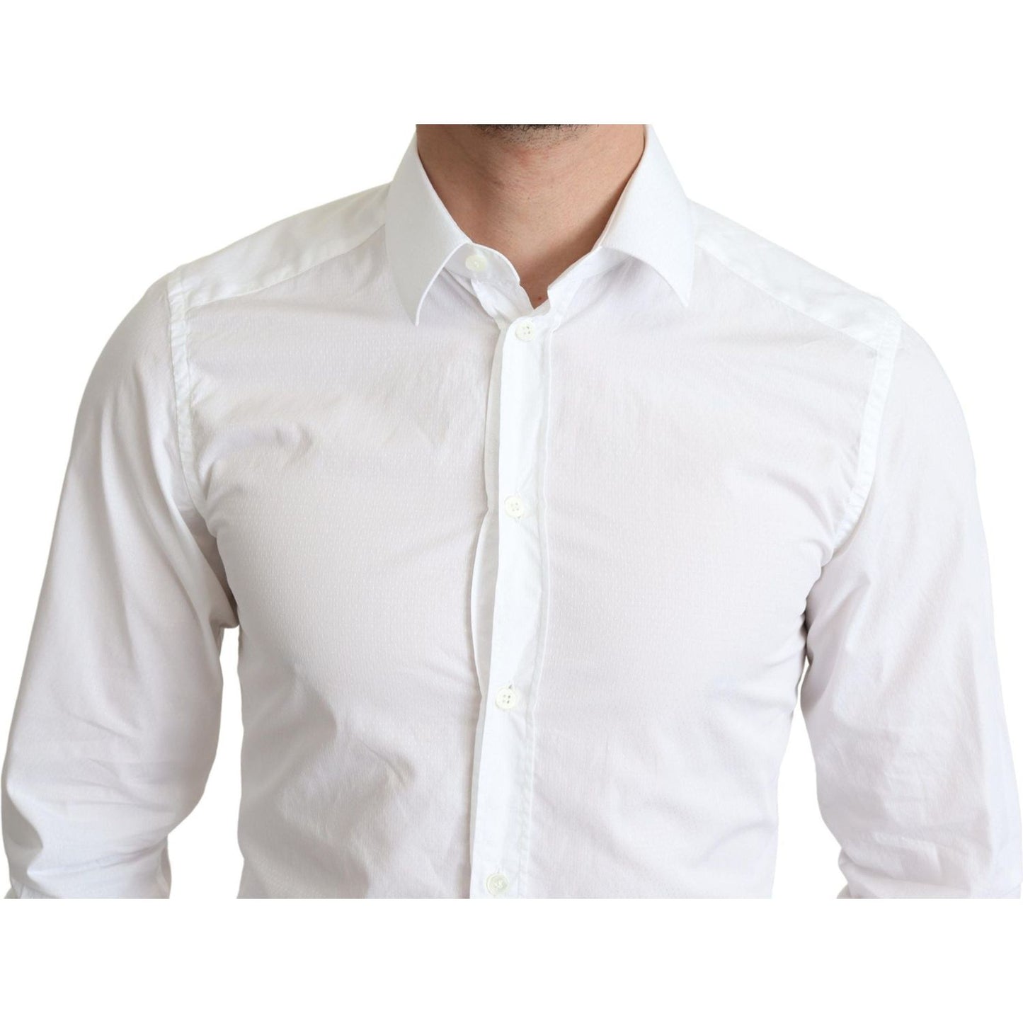 Dolce & Gabbana White Cotton Long Sleeves Men Formal Shirt Dolce & Gabbana