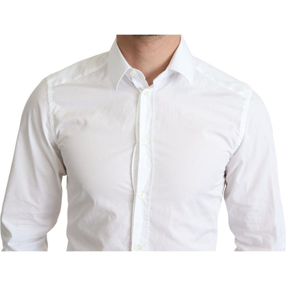 Dolce & Gabbana White Cotton Long Sleeves Men Formal Shirt Dolce & Gabbana